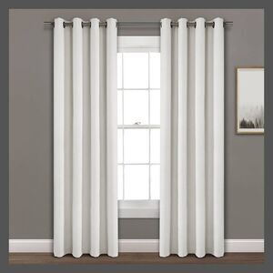 Open Box - Lush Decor - 84"x52" Faux Linen Grommet Top Absolute Blackout W Black